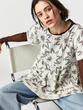 Free People Belezza Printed Babydoll Cotton Tunic Dress With Pockets